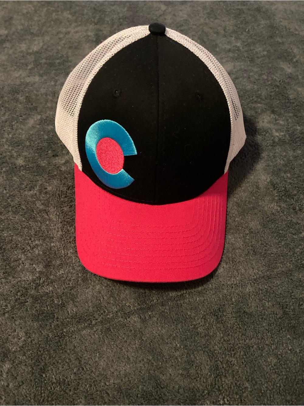 Kids Trucker Hat with Pink Brim and Black Front